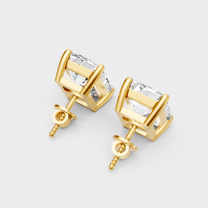Luxury 1.25 Ct Each Emerald Diamond Earrings Yellow Gold