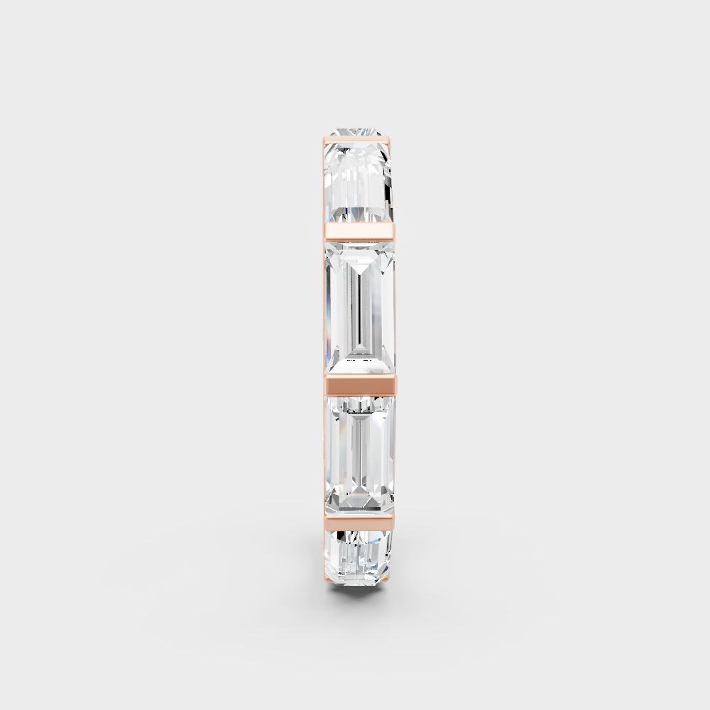  High-Polish Rose Gold 3.66 Carat Baguette Diamond Eternity Ring For Bold Sparkle