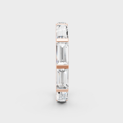  High-Polish Rose Gold 3.66 Carat Baguette Diamond Eternity Ring For Bold Sparkle