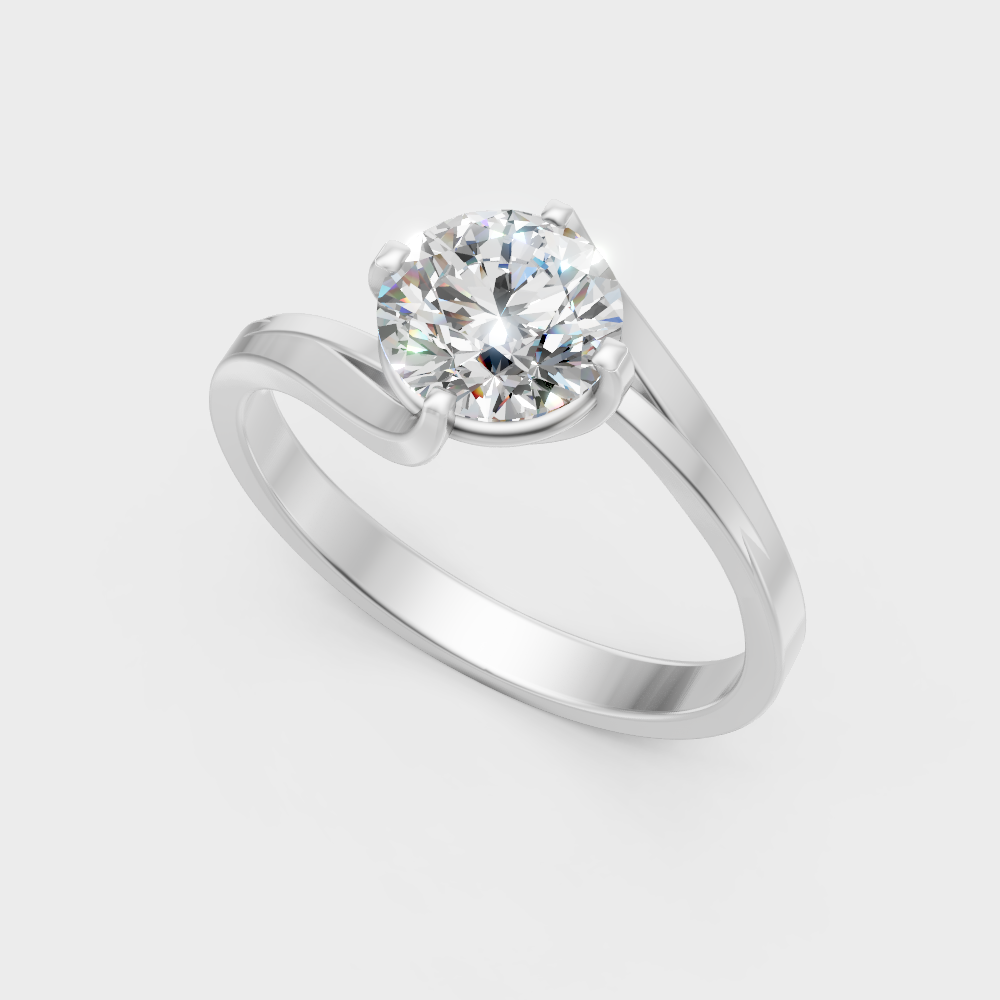  High-Polish 950 Platinum Round-Cut Lab Diamond Ring For Maximum Sparkle