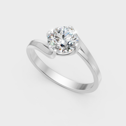  High-Polish 950 Platinum Round-Cut Lab Diamond Ring For Maximum Sparkle