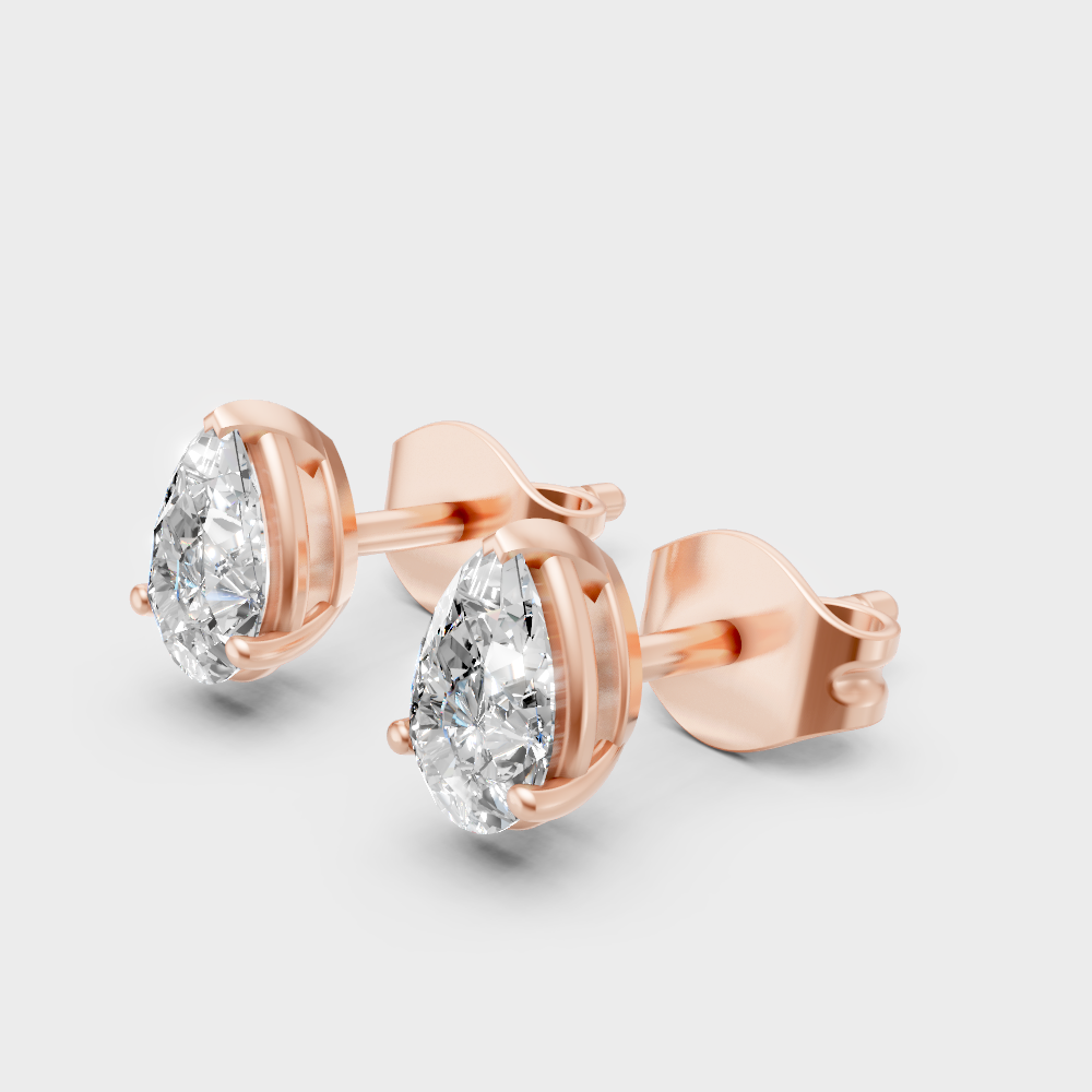 Certified Pear Shape Lab-Grown Diamond Studs In Rose Gold