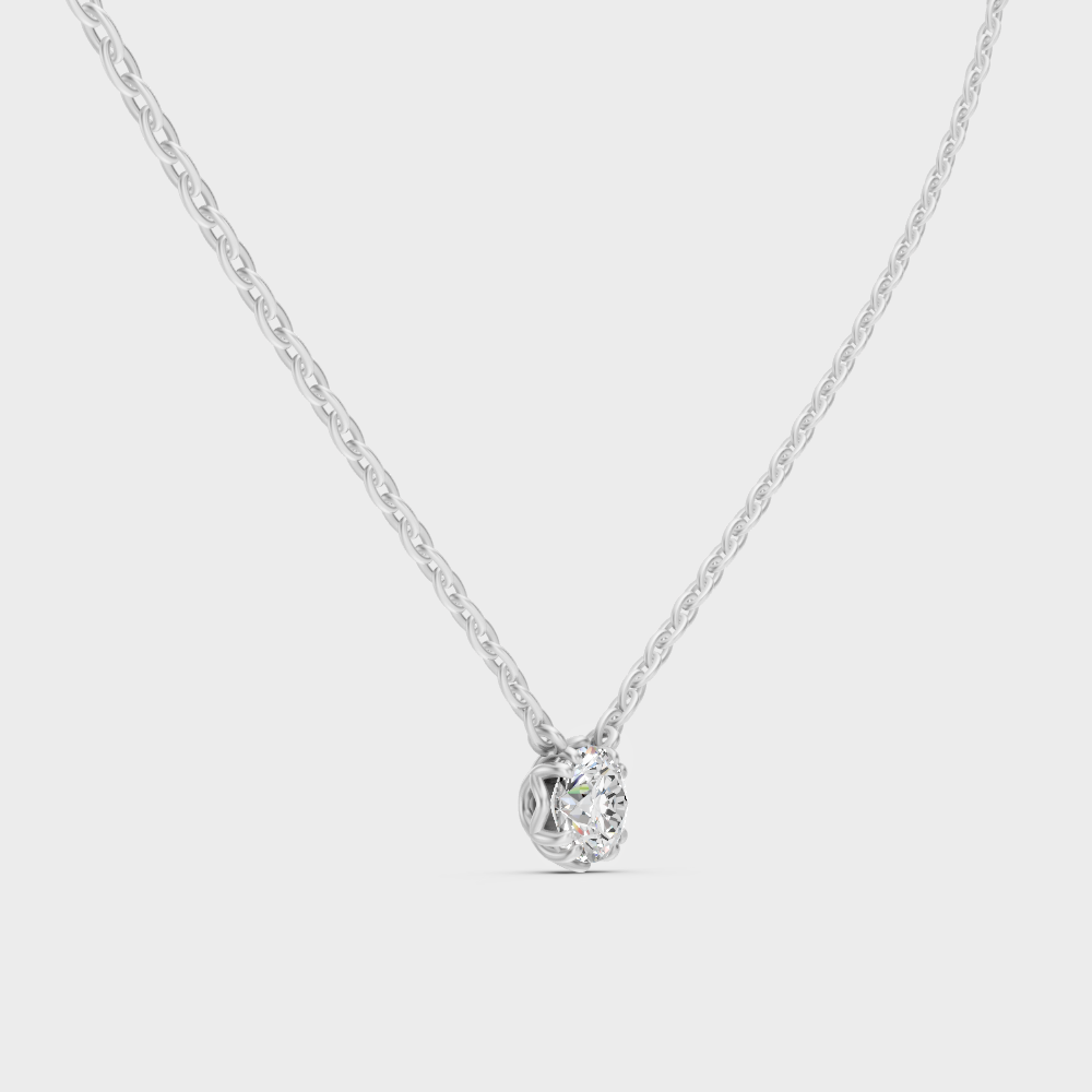 Elegant Round Diamond Pendant Necklace White Gold