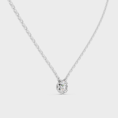 Elegant Round Diamond Pendant Necklace White Gold