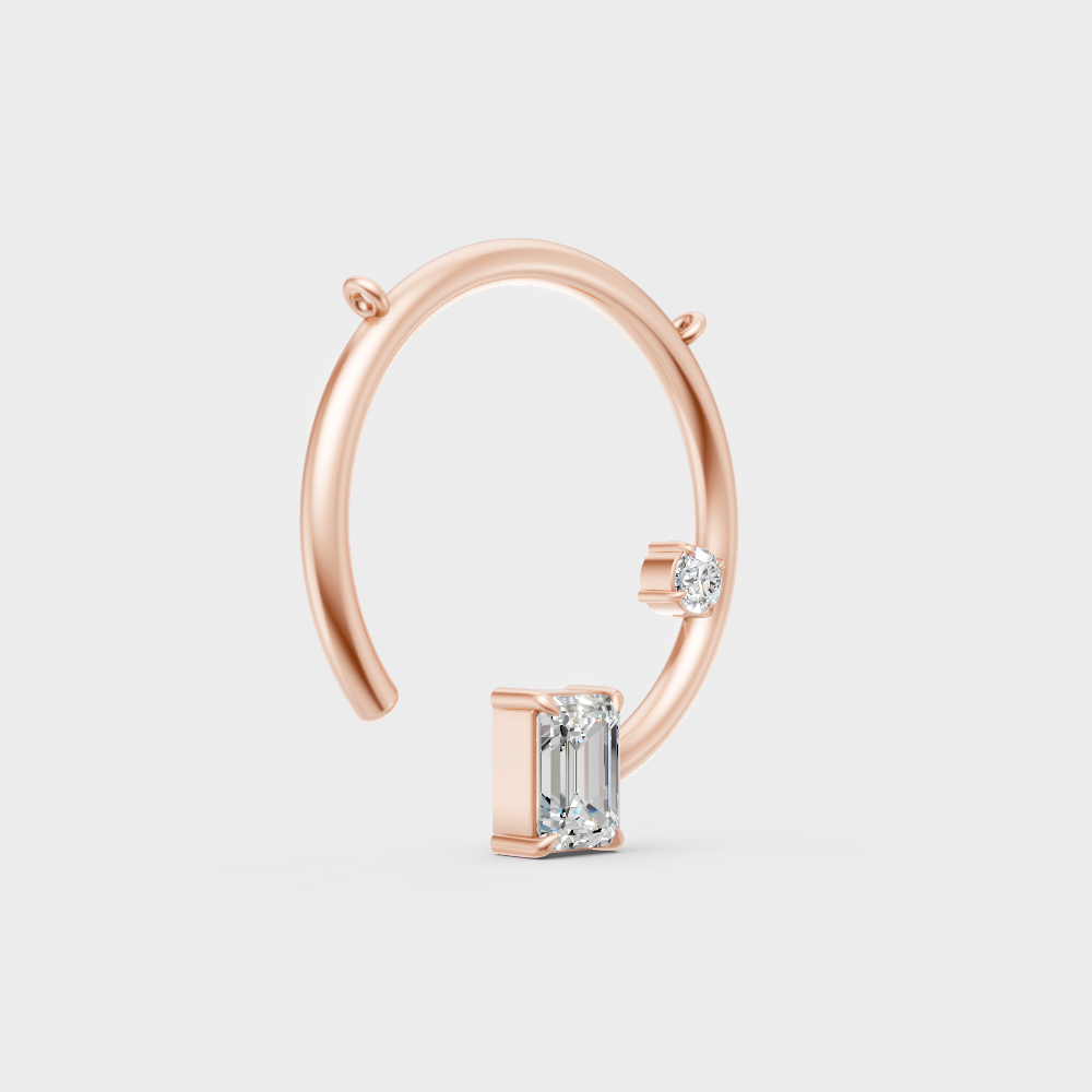 Luxury Emerald & Round Cut Lab-Grown Diamond Pendant In Rose Gold