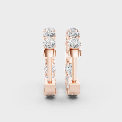 Modern Lab Grown Diamond Hoop Earrings In 18K Rose Gold Premium Style