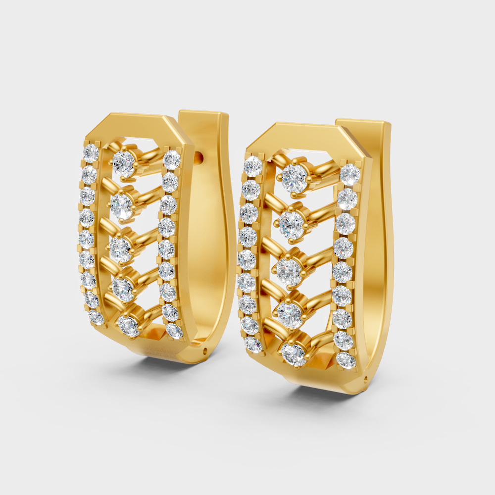 Luxury Yellow Gold Lab-Grown Diamond Hoop Earrings 0.22 Ct Each