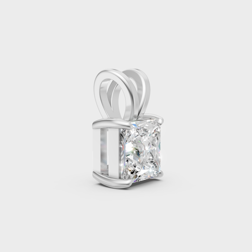 High-Polish 950 Platinum Princess-Cut Lab Diamond Pendant For A Brilliant Look