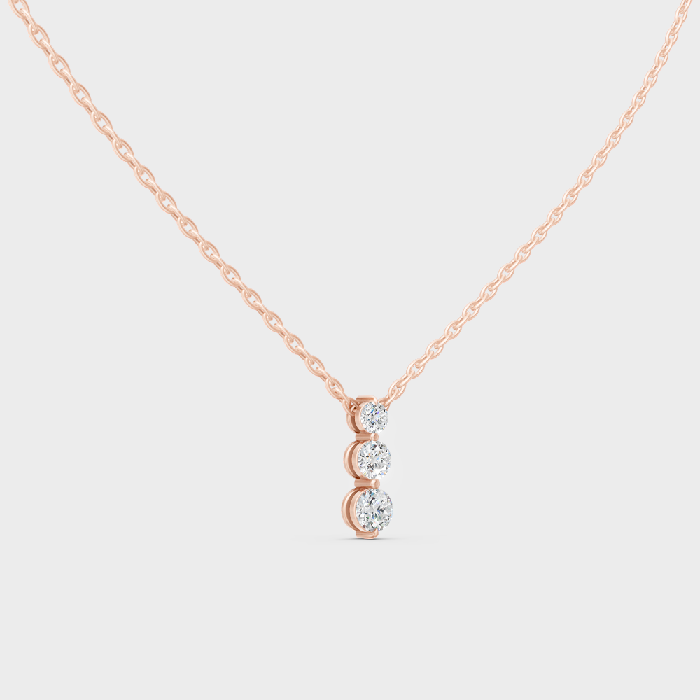 GLI Certified 1.11 Ct Round Lab-Grown Diamond Necklace Rose Gold