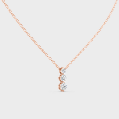 GLI Certified 1.11 Ct Round Lab-Grown Diamond Necklace Rose Gold