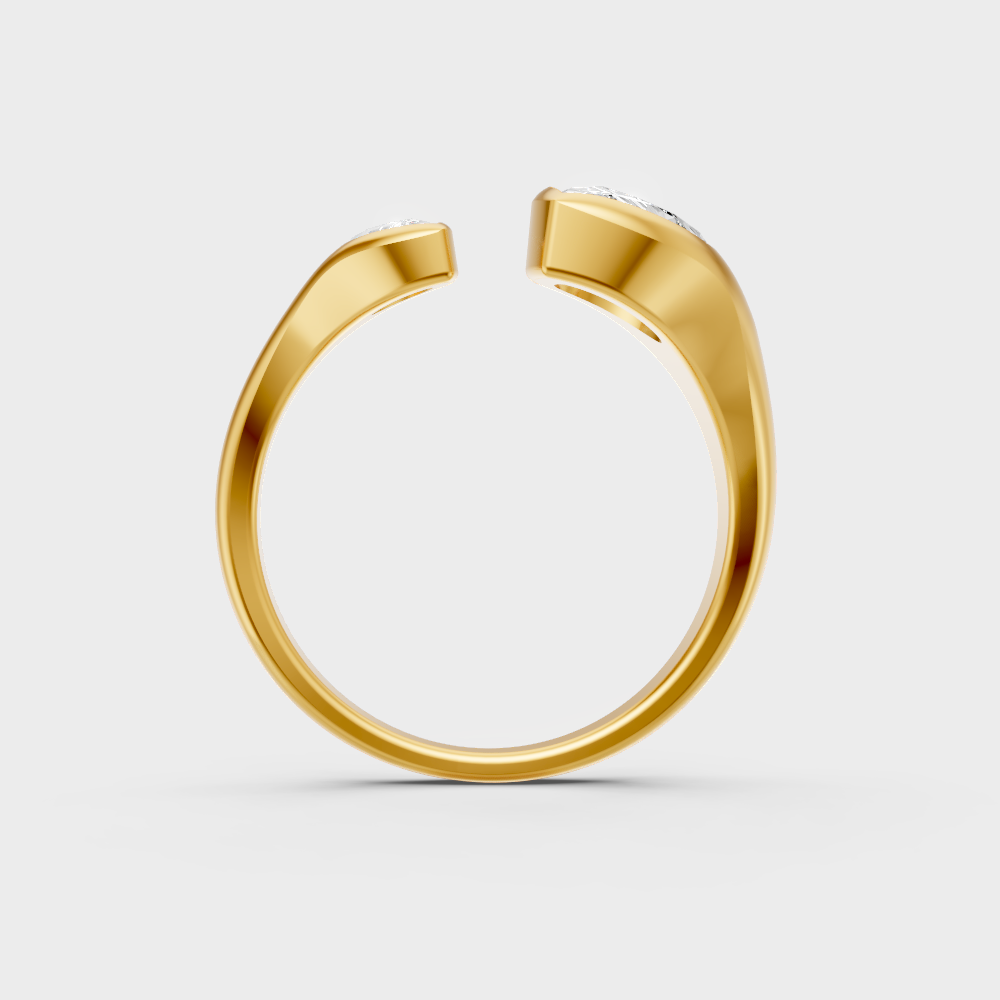 Hallmarked yellow gold engagement ring with a brilliant pear-cut ethical diamond