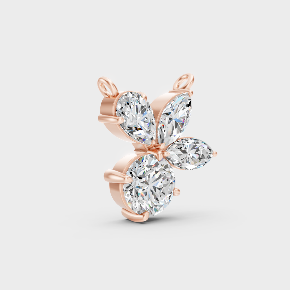 Customizable Rose Gold Mixed-Cut Lab Diamond Pendant For A High-Fashion Look