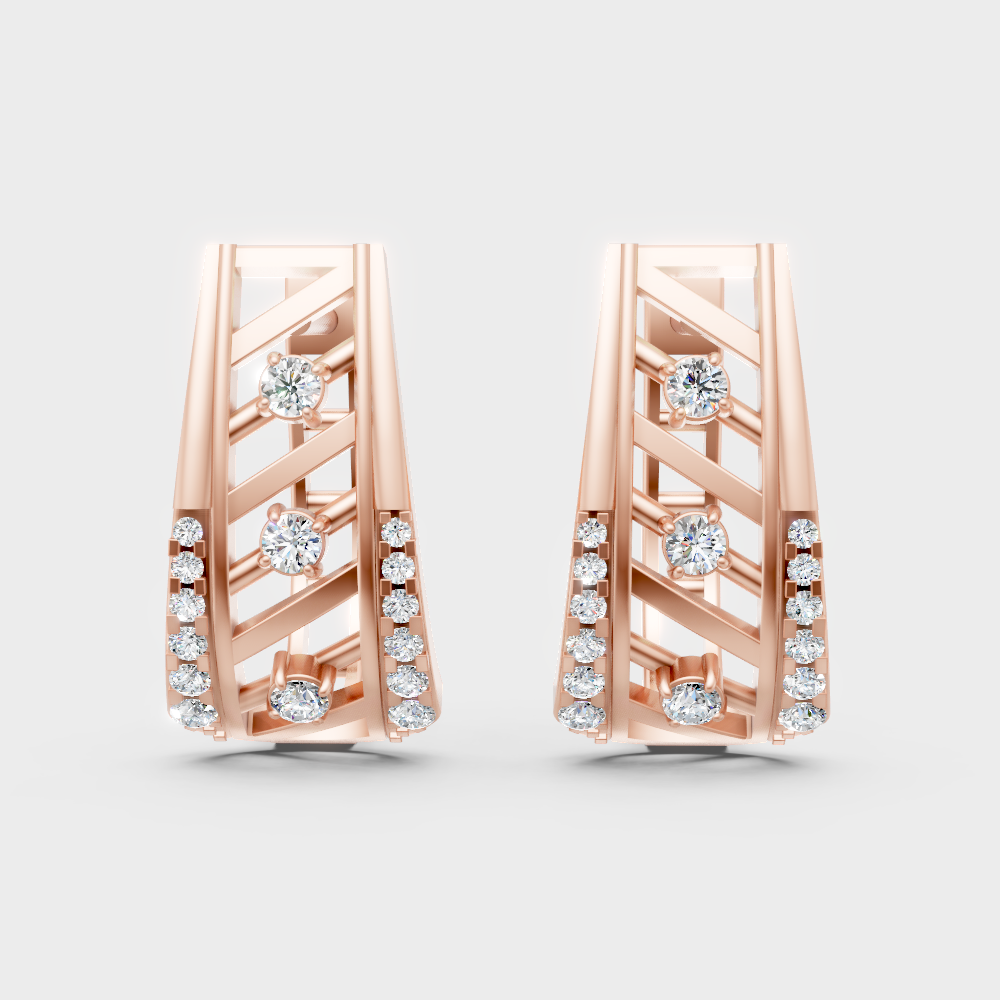 0.34 Ct GLI Certified Lab-Grown Round Diamond Hoop Earrings In Rose Gold
