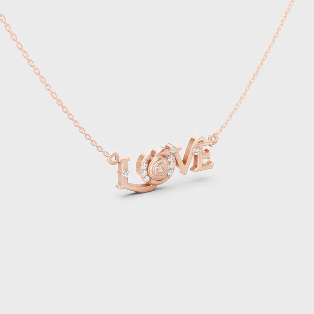 GLI Certified 0.09 Ct Round Lab-Grown Diamond Necklace Rose Gold