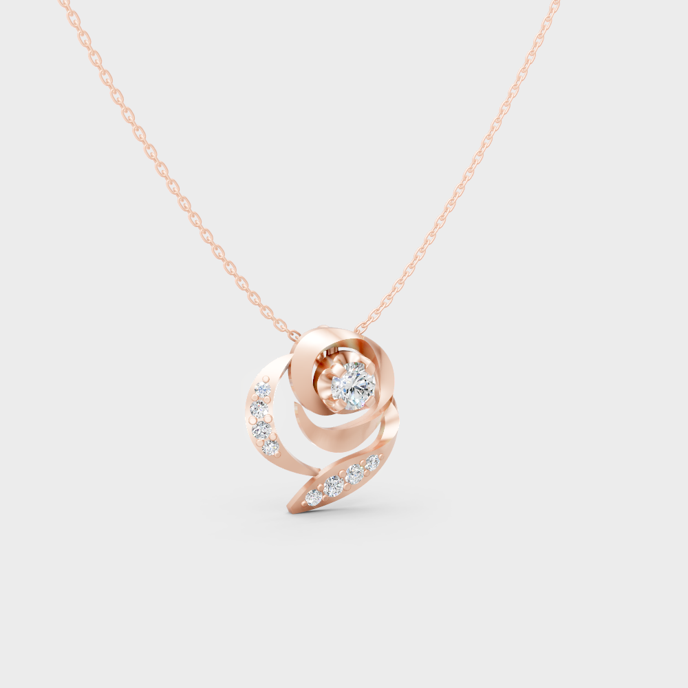 GLI Certified 0.35 Ct Round Lab-Grown Diamond Necklace Rose Gold