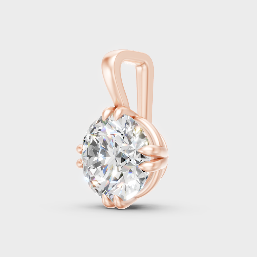 Elegant Round Cut Diamond Pendant Rose Gold