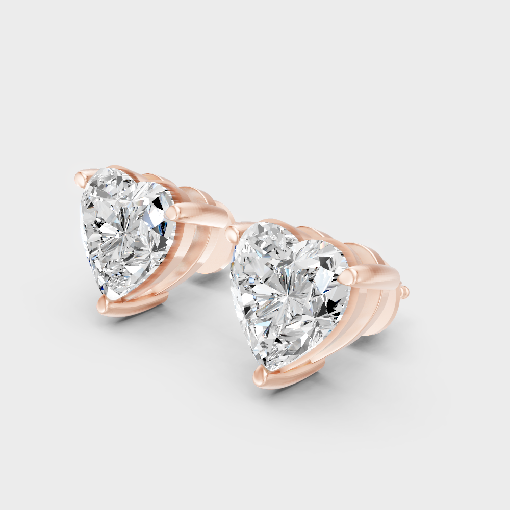 Certified Heart Lab-Grown Diamond Stud Earrings 1.50 Ct Rose Gold