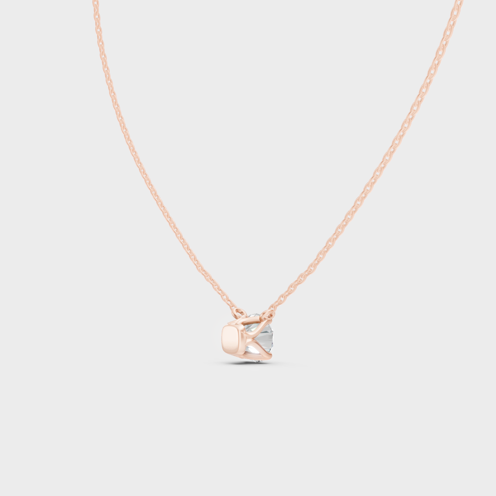 Elegant Round Cut Diamond Pendant With Chain Rose Gold