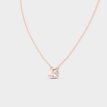 Elegant Round Cut Diamond Pendant With Chain Rose Gold