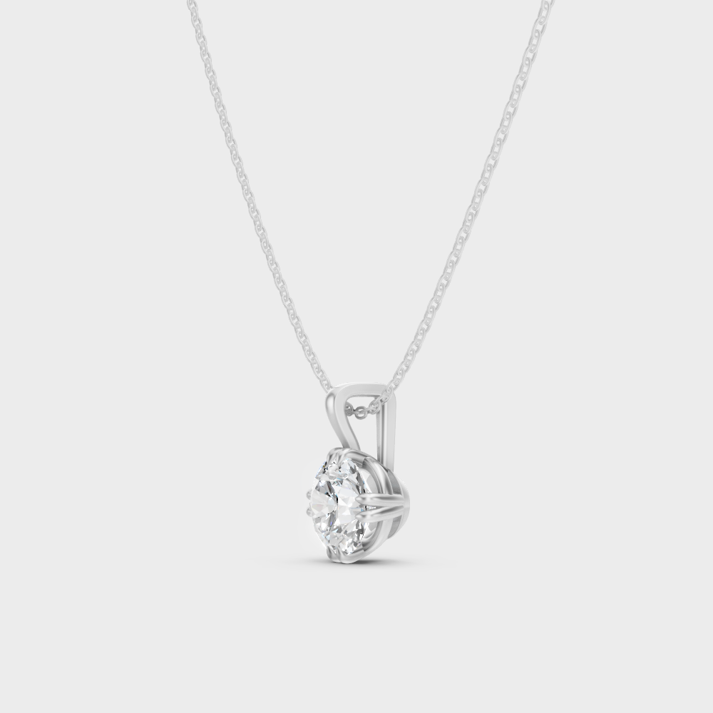 Elegant Round Diamond Pendant With Chain White Gold