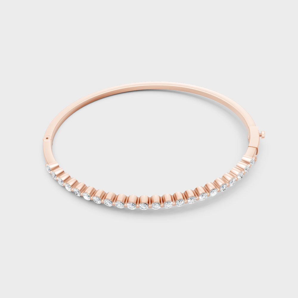 2 Ct Round Cut Certified Lab-Grown Diamond Kada Bracelet Rose Gold