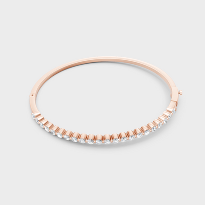 2 Ct Round Cut Certified Lab-Grown Diamond Kada Bracelet Rose Gold