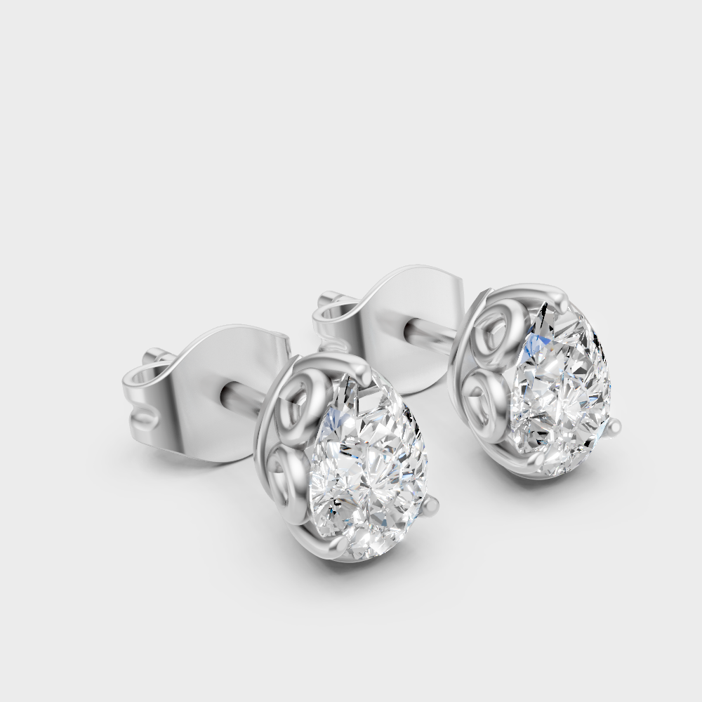 1 Ct Total Lab Diamond Stud Earrings In 950 Platinum