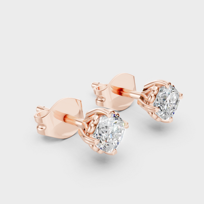 4 Ct Total Lab Diamond Stud Earrings Hallmark Rose Gold