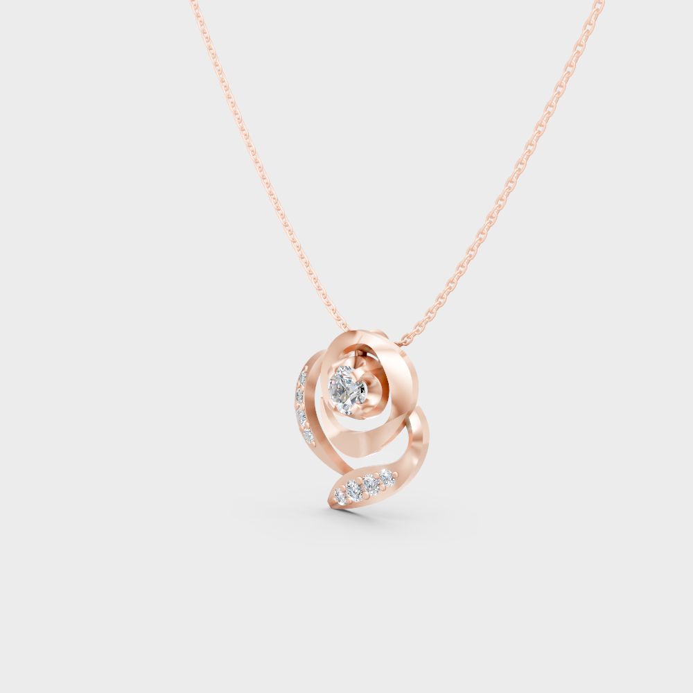 Ethical Round Lab-Grown Diamond Pendant With Chain Rose Gold