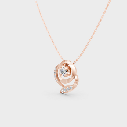 Ethical Round Lab-Grown Diamond Pendant With Chain Rose Gold
