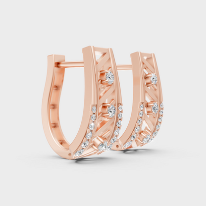Hallmark Rose Gold Round Cut Lab Diamond Hoop Earrings For Women
