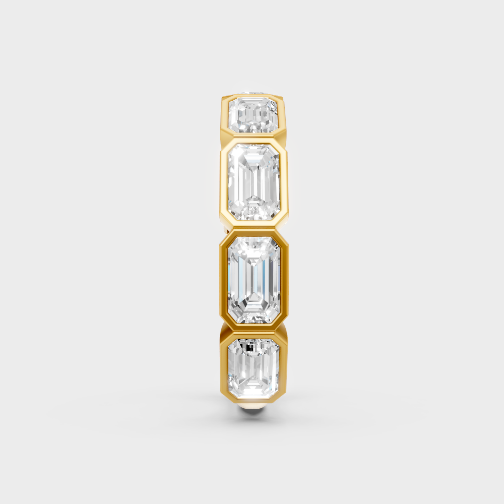 Radiant Yellow Gold Statement Band With Certified Full Eternity Emerald Diamonds
