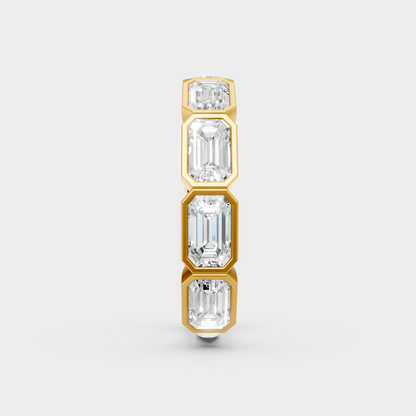 Radiant Yellow Gold Statement Band With Certified Full Eternity Emerald Diamonds