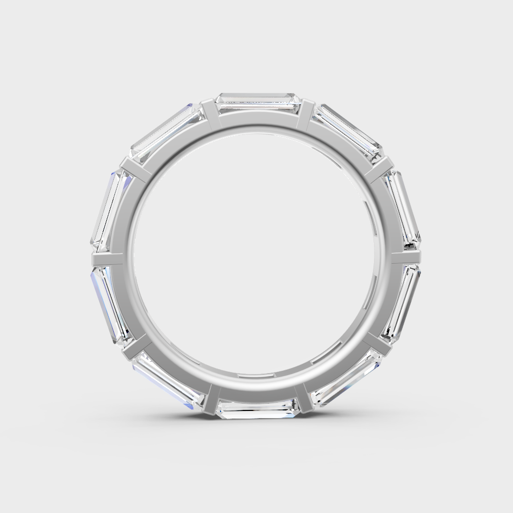 Hallmarked 14K White Gold Eternity Band With 3.66Ct Step-Cut Baguette Diamonds