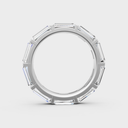 Hallmarked 14K White Gold Eternity Band With 3.66Ct Step-Cut Baguette Diamonds