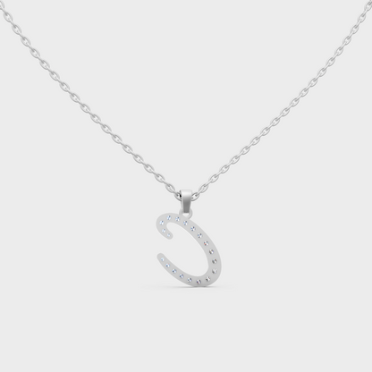 Hypoallergenic 950 Platinum "C" Alphabet Lab Grown Diamond Pendant with Matching Chain