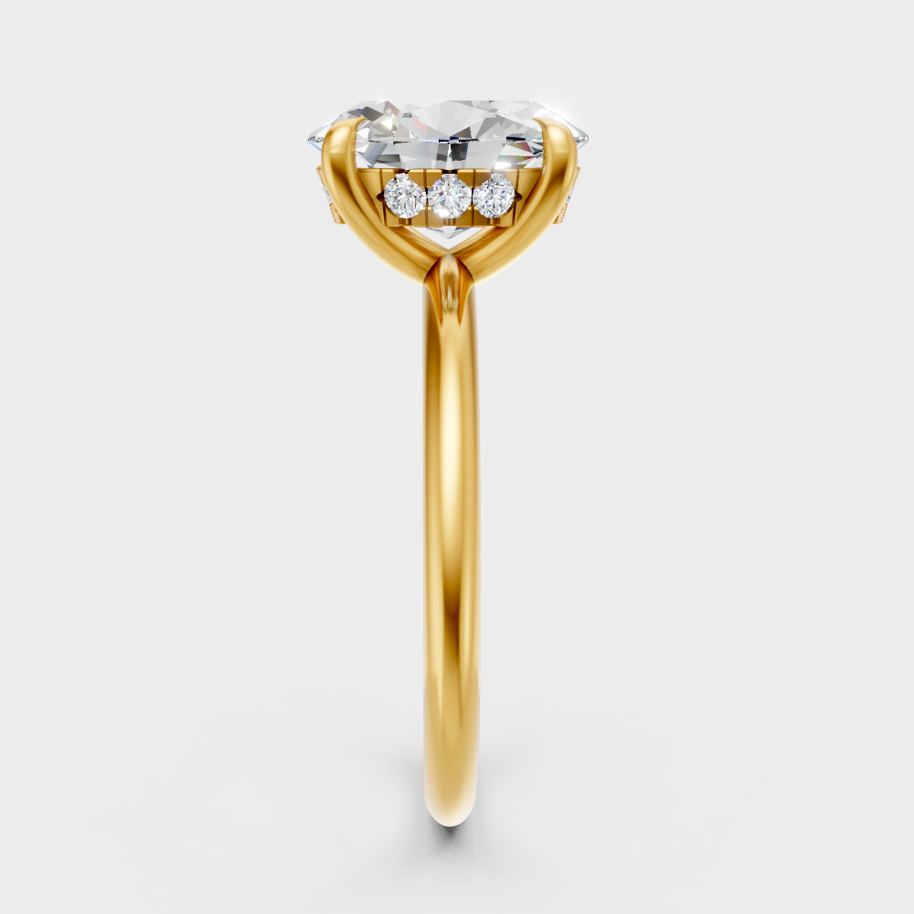 Radiant Yellow Gold Statement Ring With Certified 2.59Ct Oval Hidden Halo Detail