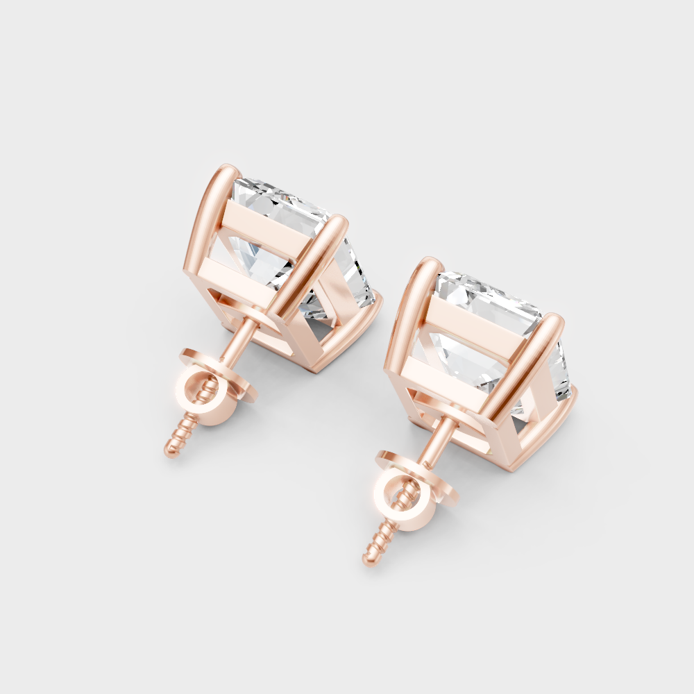 Elegant Emerald Cut Diamond Earrings 2.50 Ct Total Rose Gold