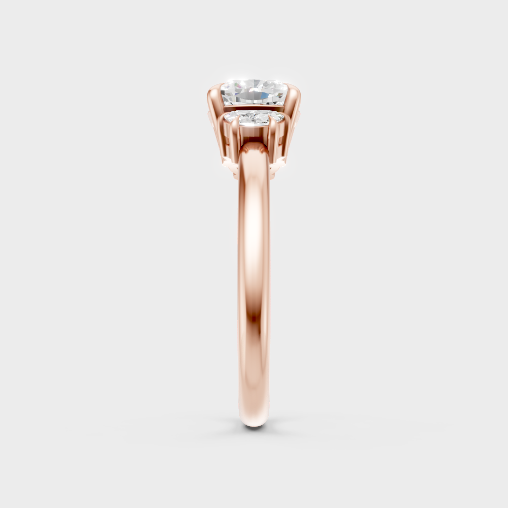 High-Polish Rose Gold 1.64 Carat Three-Stone Diamond Ring For Maximum Sparkle