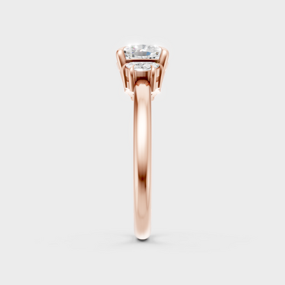  High-Polish Rose Gold 1.64 Carat Three-Stone Diamond Ring For Maximum Sparkle