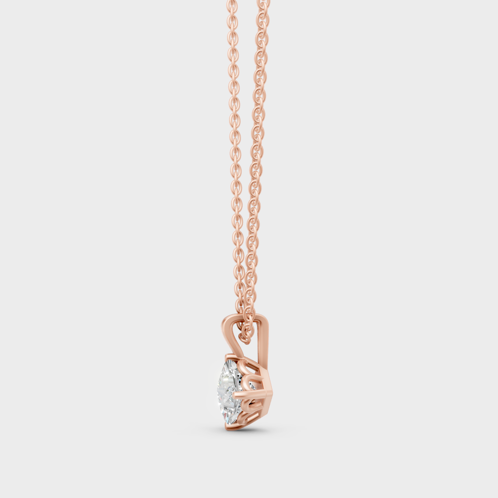 Modern 9K Rose Gold Pendant With A Brilliant Sustainable Princess Diamond