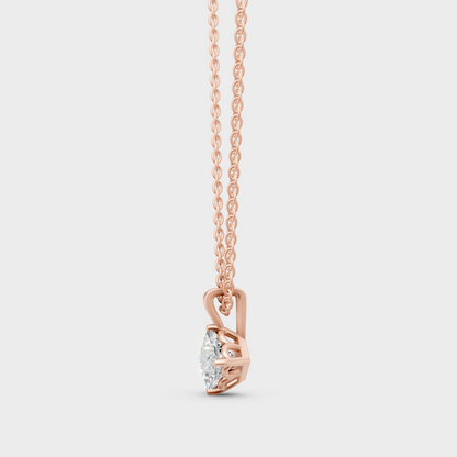 Modern 9K Rose Gold Pendant With A Brilliant Sustainable Princess Diamond