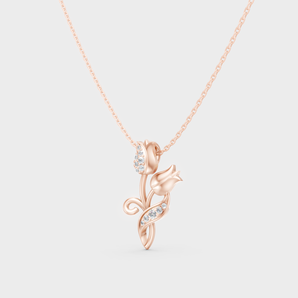 Minimal Round Cut Lab-Grown Diamond Pendant In Rose Gold