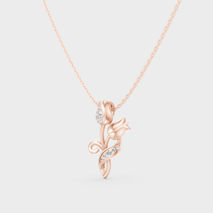 Minimal Round Cut Lab-Grown Diamond Pendant In Rose Gold