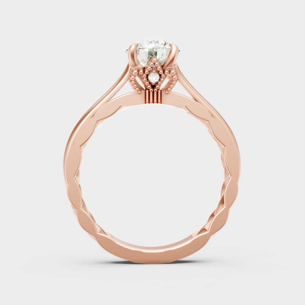  Blush Rose Gold Ring With Hallmarked Round Lab-Grown Diamond Solitaire