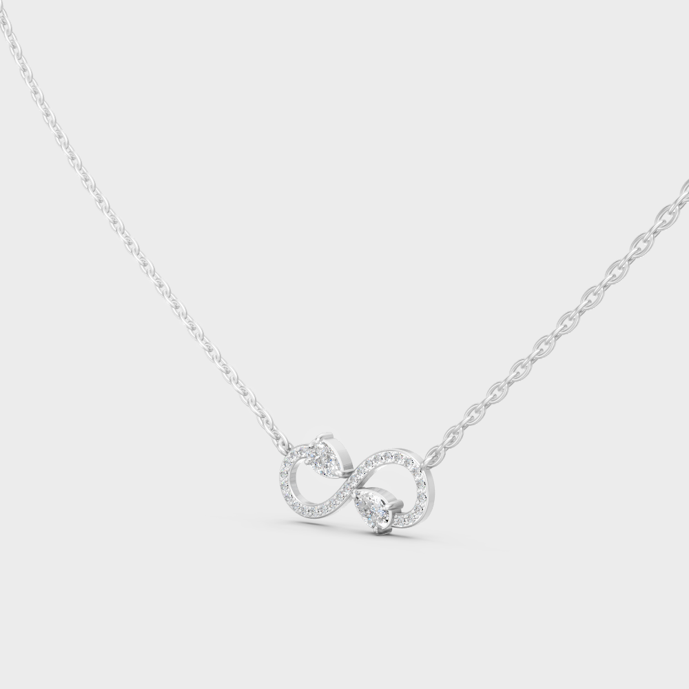 Luxury Infinity Diamond Pendant Necklace 0.71 Ct White Gold
