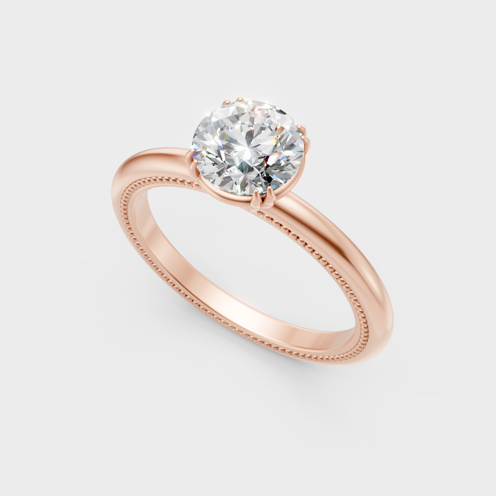  Rose Gold Round-Cut Lab-Grown Diamond Ring For Ethical Luxury