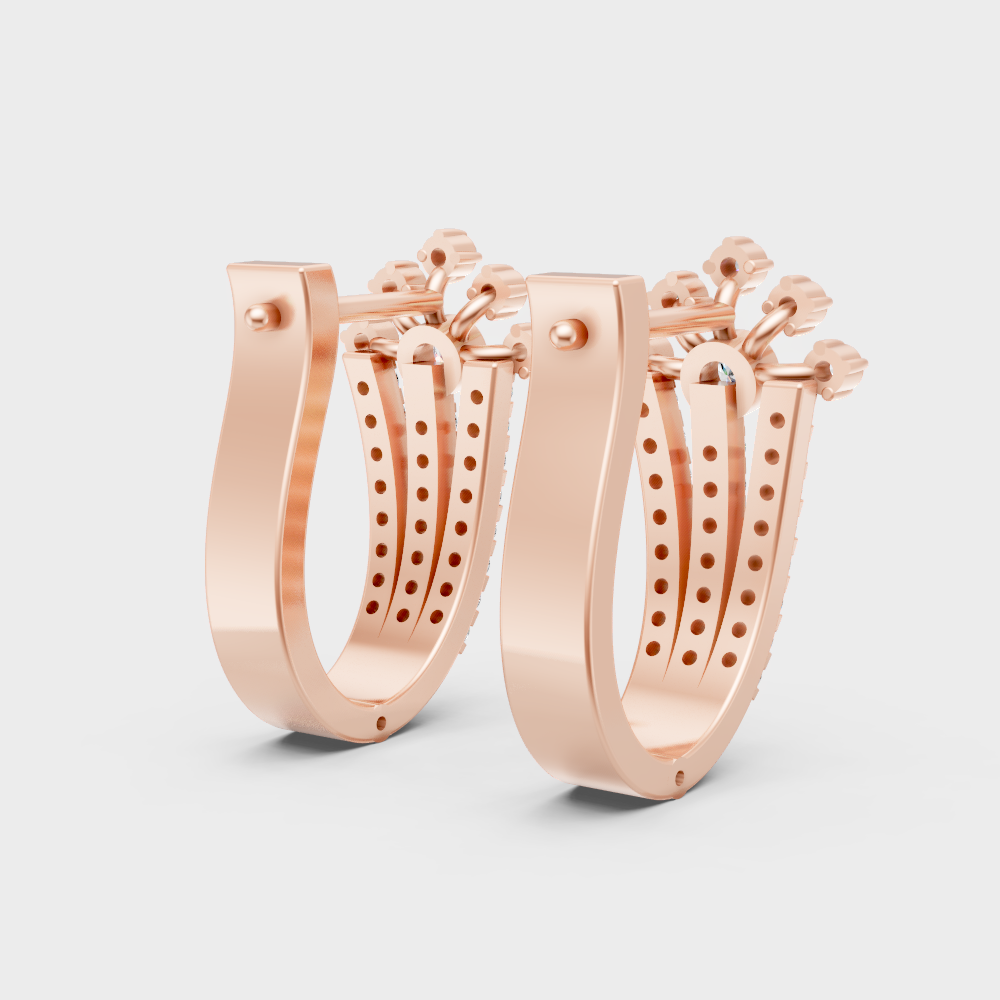 Luxury Rose Gold GLI Certified Diamond Hoop Earrings