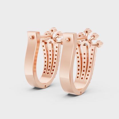 Luxury Rose Gold GLI Certified Diamond Hoop Earrings