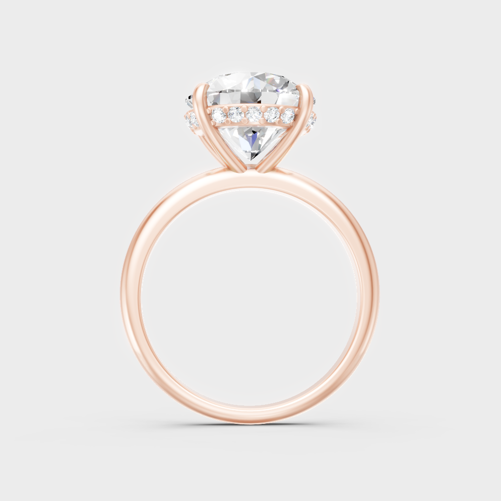 Modern Rose Gold Engagement Ring With A Brilliant Sustainable Diamond Halo